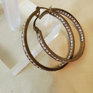 Crystal Rhinestone Gold Hoop Earrings